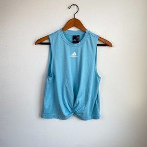 Adidas Sleeveless Front Knot Workout Tank Women's Size S US Blue